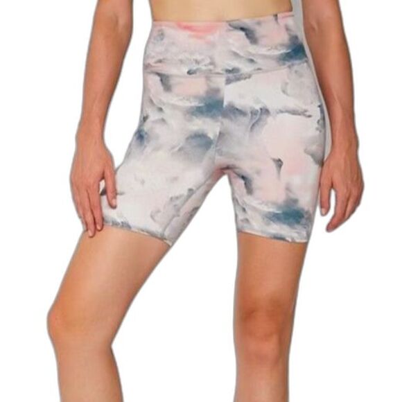 FourLaps NWT Arc Pink Clouds Gray Pink Tie Dye Print Bike Workout Shorts Size XL - Picture 1 of 13